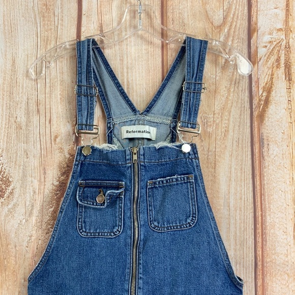 ☮️Reformation BENJI DISTRESSED Denim Overall in Celtic Size 6 - Picture 5 of 16